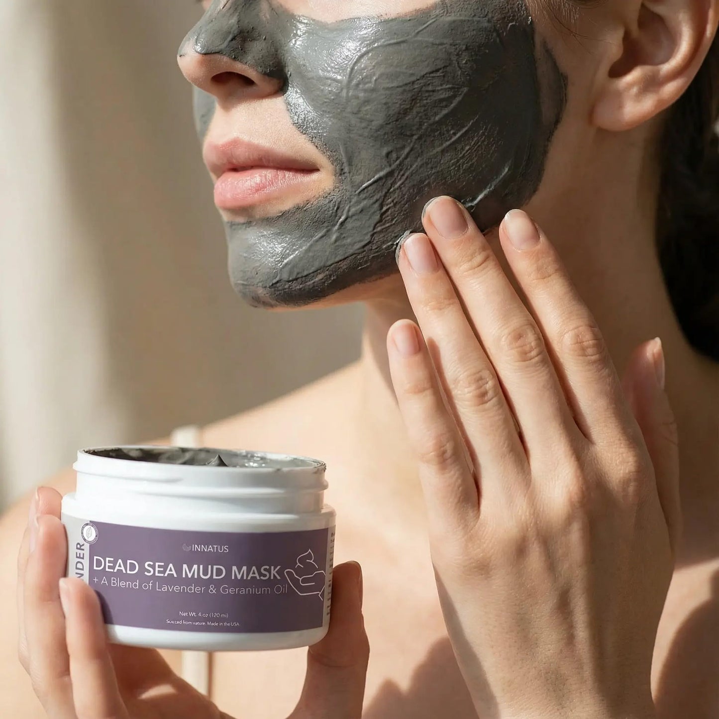 INNATUS Dead Sea Mud Mask with Lavander Oil - 4oz Detoxifying & Purifying Face Mask - Infused with Natural Oils for Acne Control & Skin Beauty & Personal Care INNATUS