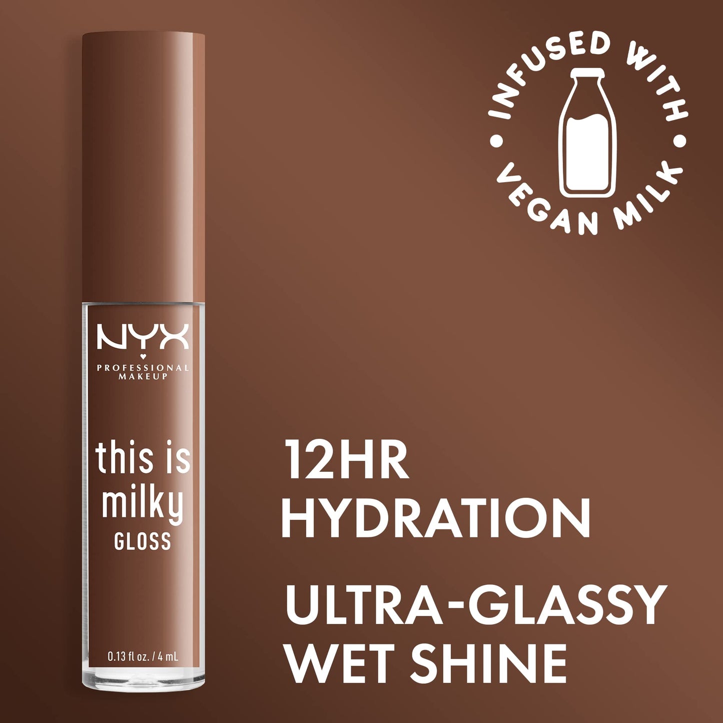 NYX PROFESSIONAL MAKEUP This Is Milky Gloss, Vegan Lip Gloss, 12 Hour Hydration - Milk The Coco (Chocolate Brown) Beauty & Personal Care NYX PROFESSIONAL MAKEUP