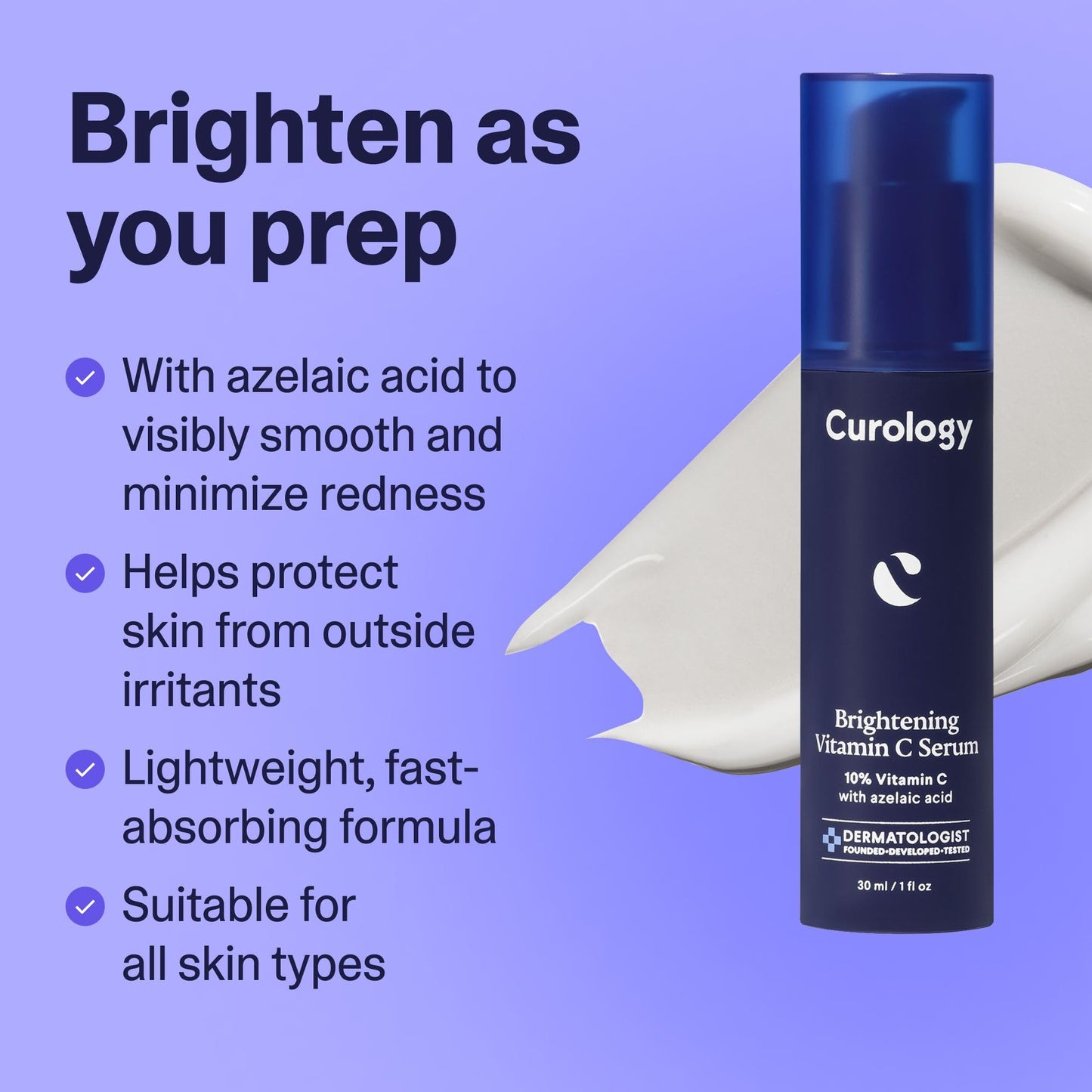 Curology Brightening Vitamin C Serum, Visibly Evens Skin Tone, Smooths Texture, and Calms Redness, Milky Texture, 1 fl oz Beauty & Personal Care Curology