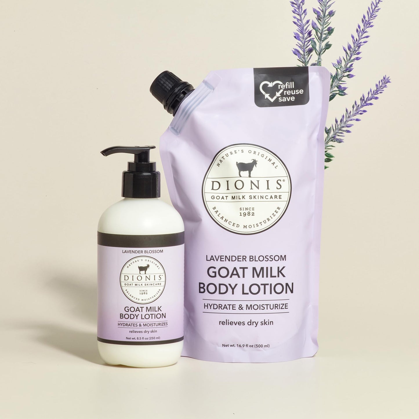 Dionis Goat Milk Lavender Blossom Body Lotion & Refill Pouch 2-Piece Gift Set Beauty & Personal Care Dionis