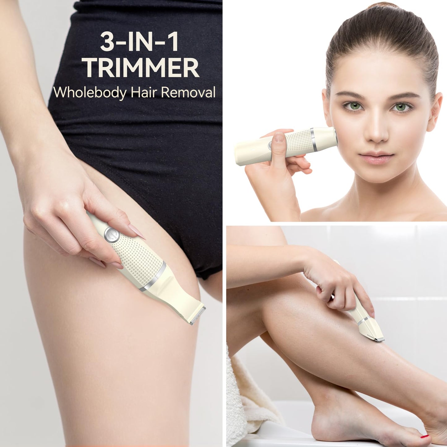 Unibono Pubic Hair Trimmer Women - Waterproof Bikini Trimmer, Rechargeable 3-in-1 Electric Razor, Personal Trimmer Groomer for Body Hair, Cordless Beauty and Personal Care unibono