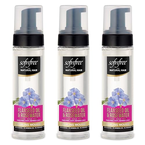 Sofn’free for Natural Hair Curling Mousse with Flaxseed Oil and Rosewater for Defining Frizz Free Curls, Coils, Waves, and Braids - 6.76 oz, Pack of 3 Beauty & Personal Care SOF N' FREE
