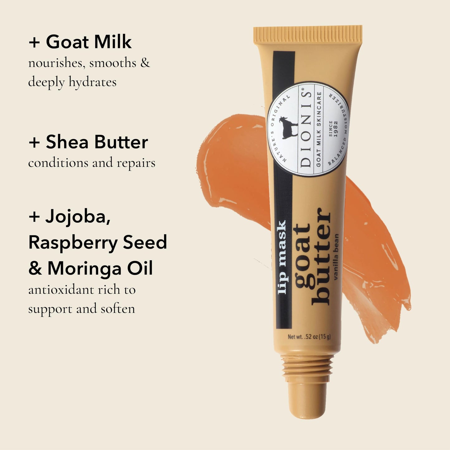 Dionis Goat Butter Lip Mask - Hydration Lip Treatment with Gentle Exfoliation, Conditioning Lip Mask with Shea Butter, Jojoba Oil, Raspberry Seed Oil Beauty and Personal Care Dionis