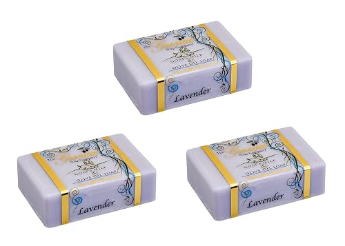 Grecian Goats Milk & Olive Oil Soap Bar 3-pack Lavender Scent: Handmade, All-Natural, Soap for Dry & Sensitive Skin, pH-Balanced, RSPO Sustainable Beauty & Personal Care The Grecian Soap Company