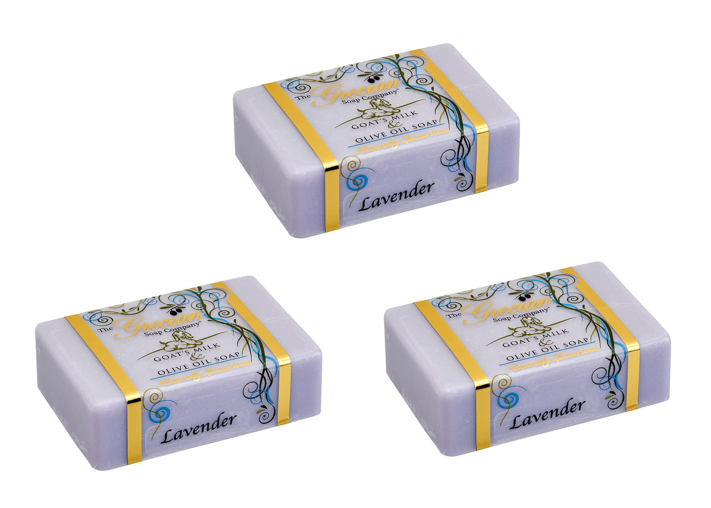 Grecian Goats Milk & Olive Oil Soap Bar 3-pack Lavender Scent: Handmade, All-Natural, Soap for Dry & Sensitive Skin, pH-Balanced, RSPO Sustainable Beauty & Personal Care The Grecian Soap Company