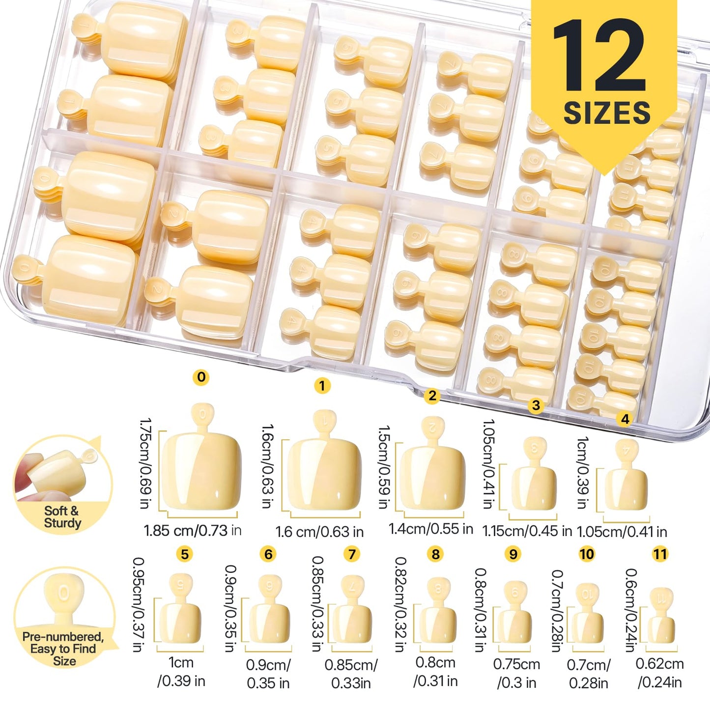 Teenitor Toe Nail Press ons with Nail Glue, 120pcs Yellow Press on Toenails Beauty and Personal Care Teenitor