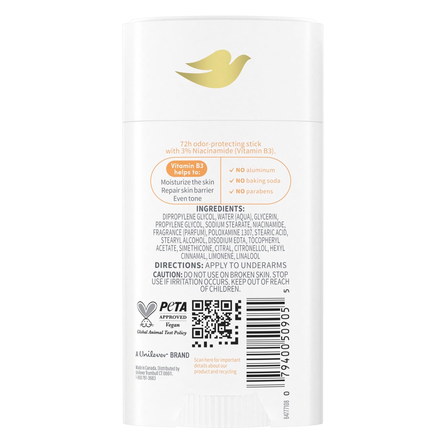 Dove VitaminCare+ Aluminum Free Deodorant Stick for 72H Odor Protection Peaches & Shea Butter Breathable Deodorant for Women 2.6 oz Beauty and Personal Care Dove