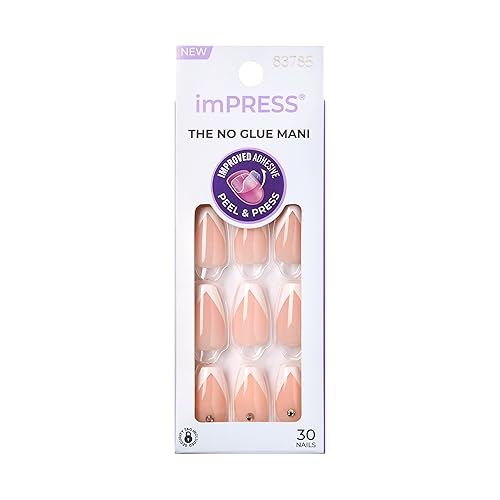 imPRESS KISS Press-On Manicure, Nail Kit, PureFit Technology, Medium Length Press-On Nails, 'So French', Includes Prep Pad, Mini Nail File, Cuticle Beauty & Personal Care imPRESS