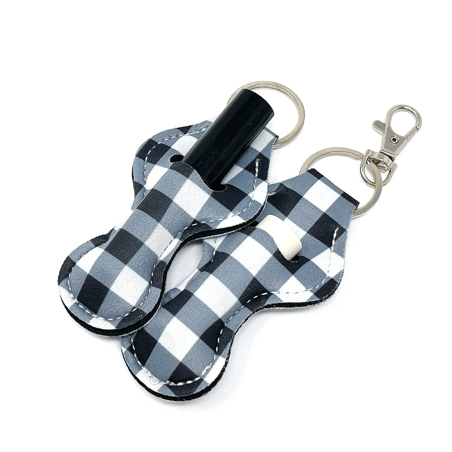 allydrew 10 Pack Chapstick Holder Keychain, Keyring for Lip Balm Lip Gloss Lipstick with 10 Pieces Metal Keyring Clasps, Blue & White Plaid Beauty & Personal Care allydrew
