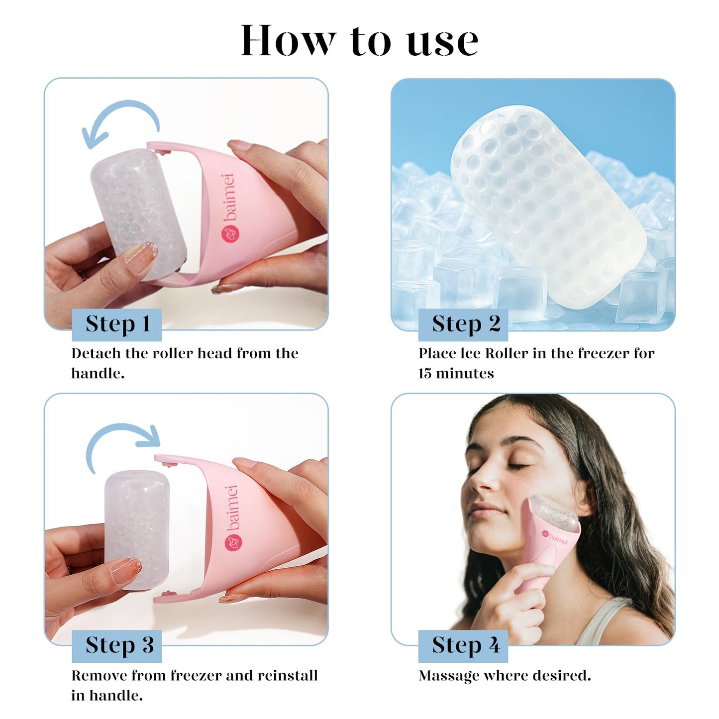 BAIMEI IcyMe Ice Roller for Face and Gua Sha Facial Tool Set, Ice Face Roller Reduces Puffiness Relieves Migraines Skin Care Tools, Self Care Gift Beauty & Personal Care BAIMEI