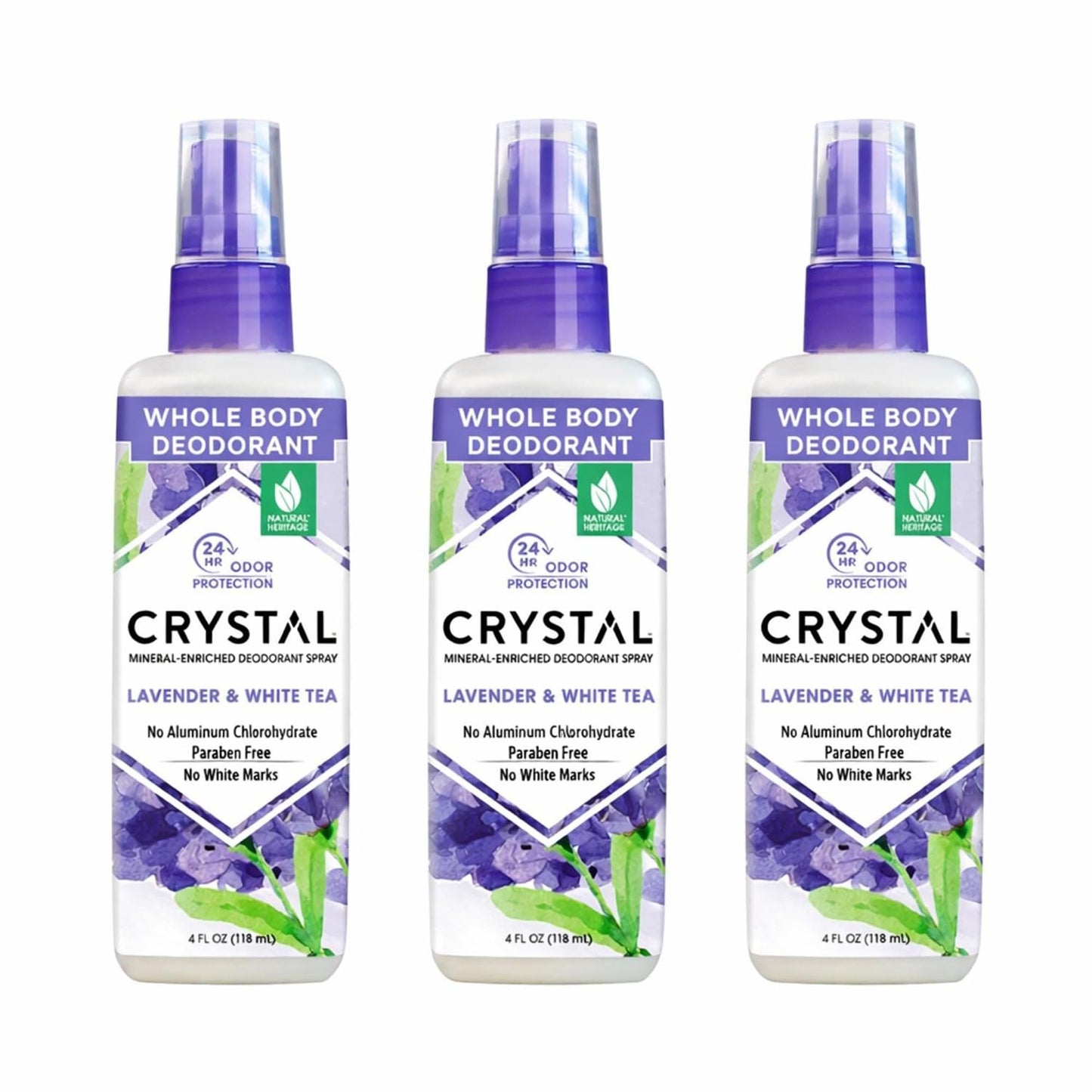 Crystal Mineral Deodorant Spray, 8 oz., 2 Pack, Lavender + White Tea Beauty and Personal Care Crystal Essence