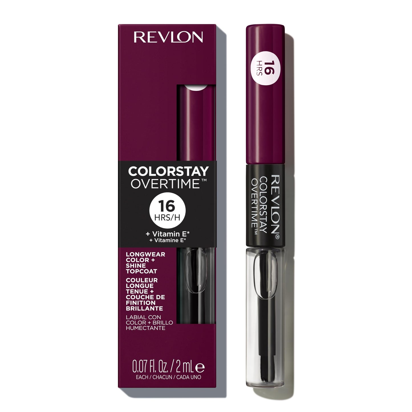 Revlon Liquid Lipstick with Clear Lip Gloss, ColorStay Overtime Lipcolor, Dual Ended with Vitamin E, 500 Limitless Black Cherry, 0.07 Fl Oz Beauty & Personal Care REVLON