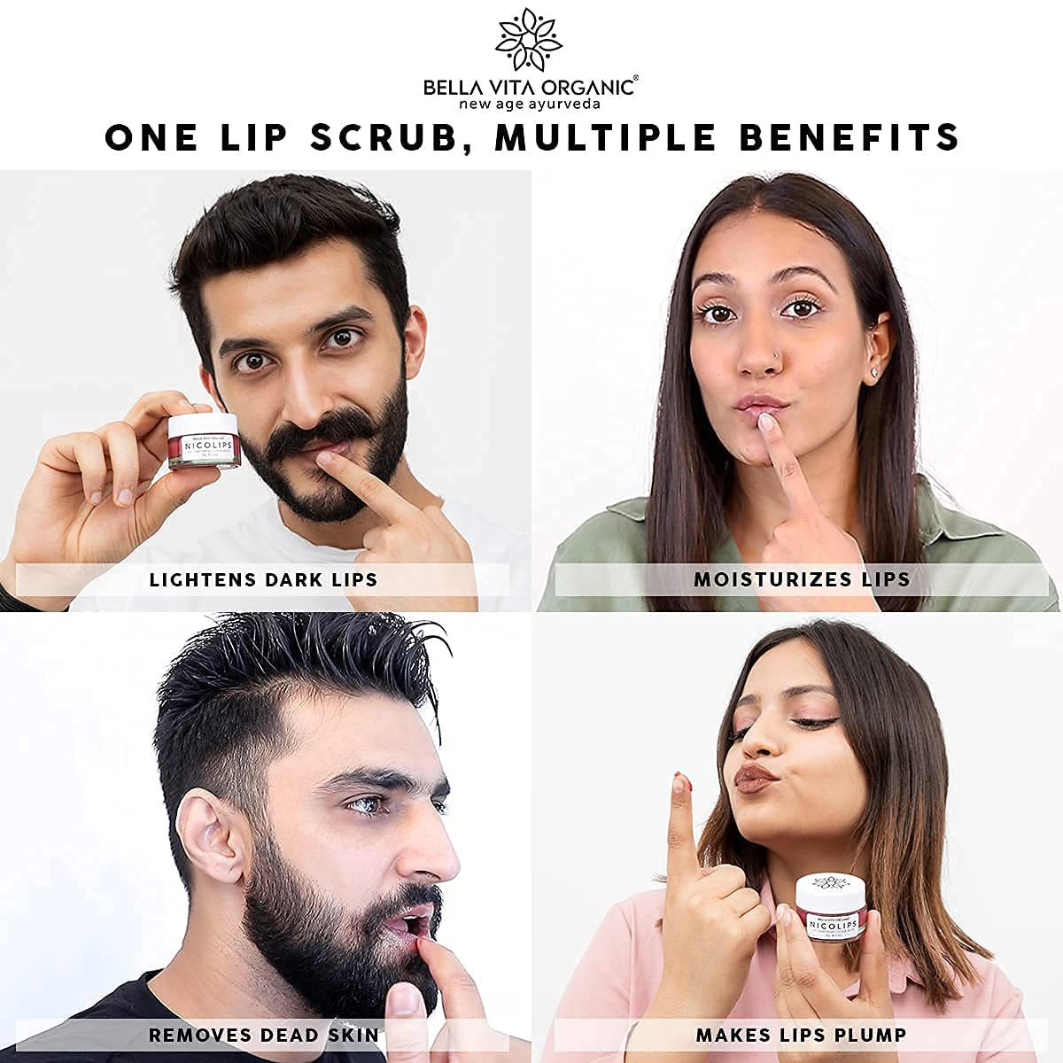 Glamorous Hub Nicolips Lip Scrub Balm Lightening And Brightening Dark Lips For Men And Women Dry Lips/Smoker/Chapped Lip & Lipstick Stains Removal Beauty and Personal Care Verem