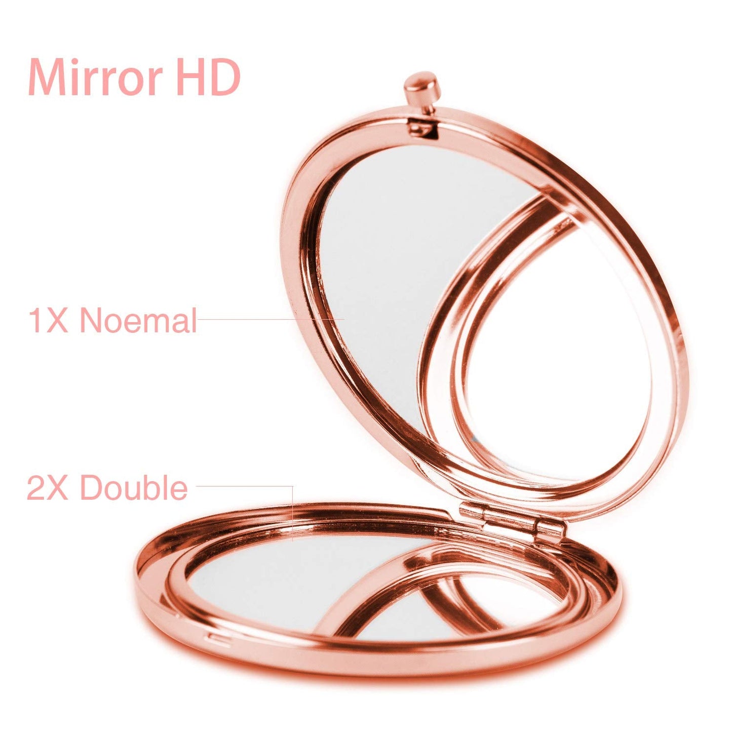 Dynippy Compact Mirror Rose Gold Makeup Mirror Folding Mini Pocket Mirror Portable Hand Mirror Double-Sided 2 x 1x Magnification for Woman Girls A-Red Beauty & Personal Care Dynippy