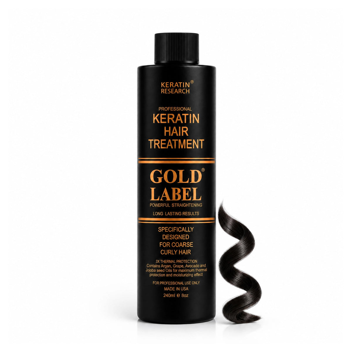 Gold Label Brazilian Keratin Hair Treatment Straightening works on All Hair Types Incl Coarse Thick Dry Frizzy Curly Bleached Dominican Brazilian
