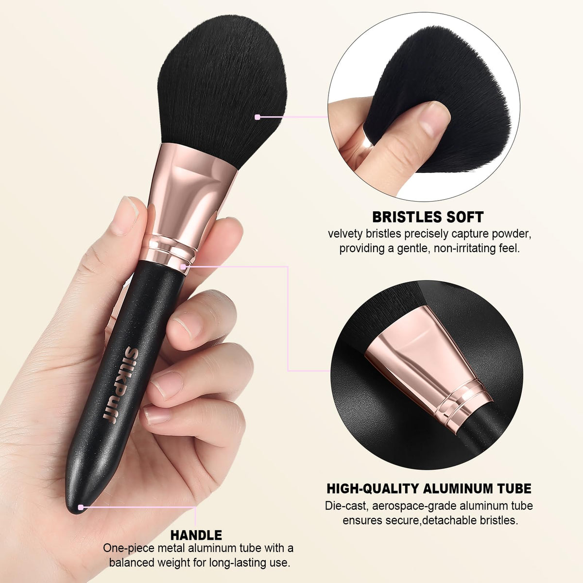 Silkpuff Makeup Brushes Set 15 Pcs Professional, Travel Makeup Brushes With Brush Case, Pearlescent Wood Handle, Premium Cruelty-Free Synthetic Fiber