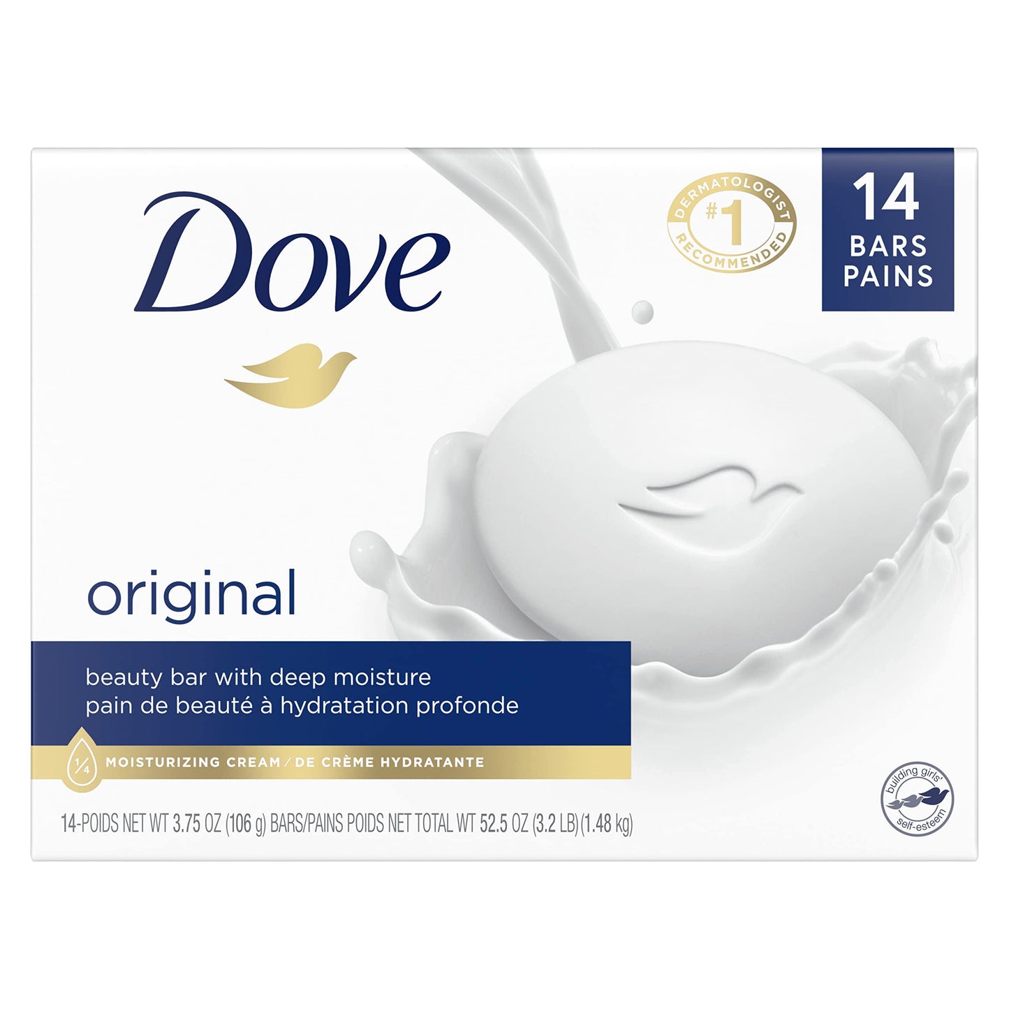 Dove Beauty Bar Gentle Skin Cleanser Moisturizing for Gentle Soft Skin Care Original Made With 1/4 Moisturizing Cream 3.75 oz, 14 Bars Beauty & Personal Care Dove