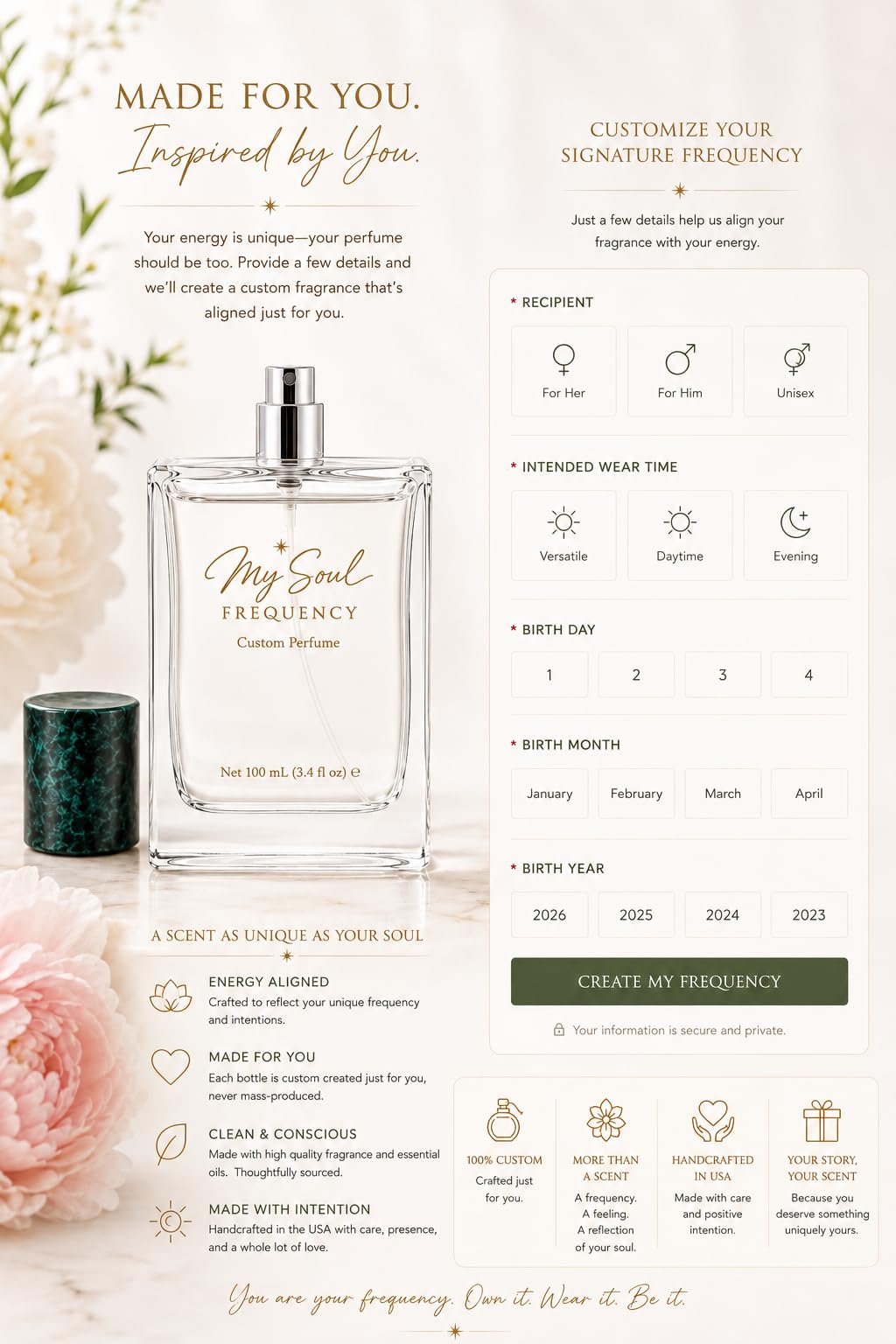 Laritelle My Soul Frequency Custom Perfume, Personalized Date of Birth Fragrance for Women and Men, Unisex, 100 mL Beauty & Personal Care Laritelle