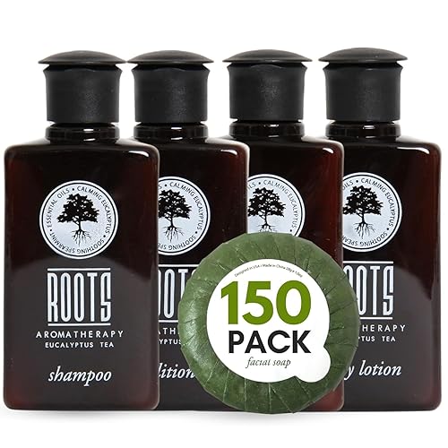 ROOTS AROMATHERAPY 150 Piece Airbnb Essentials for Hosts,Hotel Shampoo & Conditioner Supplies for Guests, Body Wash Lotion & Soap, Travel Size Beauty & Personal Care Roots Aromatherapy