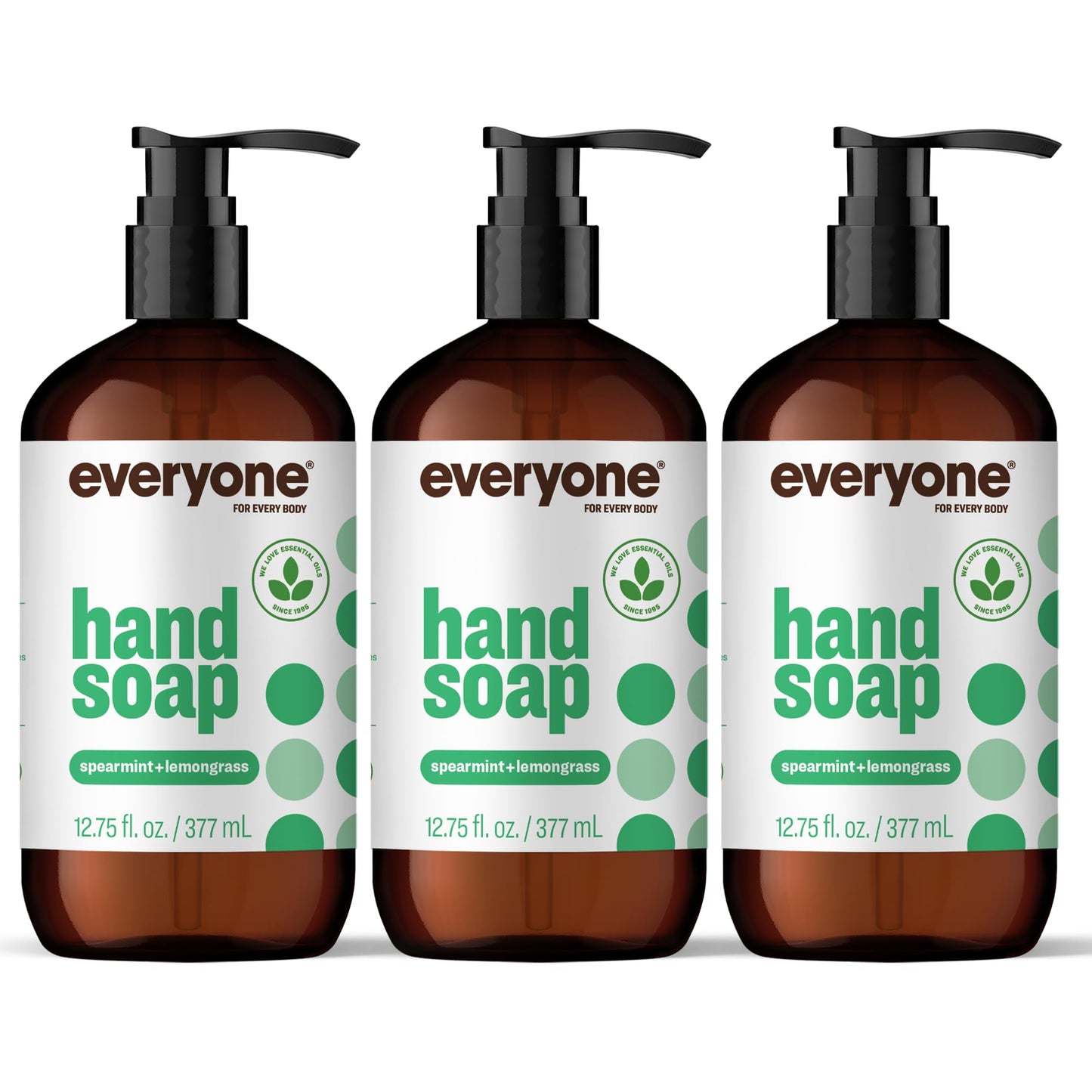 Everyone Liquid Hand Soap, 12.75 Ounce (Pack of 3), Spearmint and Lemongrass, Plant-Based Cleanser with Pure Essential Oils Beauty & Personal Care everyone for every body