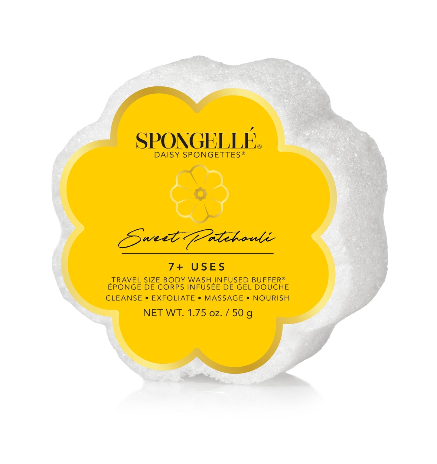 Spongellé Sweet Patchouli Daisy Spongette Bath Sponge - Built-in Body Wash & Body Scrubber, Shower Loofah Sponge for Women, Travel Essentials - 7+ Beauty and Personal Care SPONGELLÉ