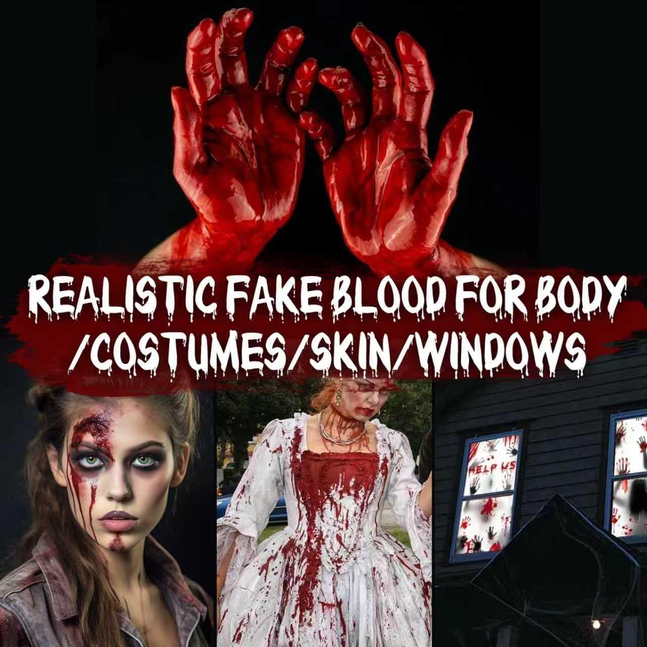 Halloween Fake Blood Kit, Washable Realistic Fake Blood Spray + Fake Blood Gel Makeup for Costume, Perfect for Vampire Makeup, Clown & Sfx & Cosplay Beauty & Personal Care Js2U ZW