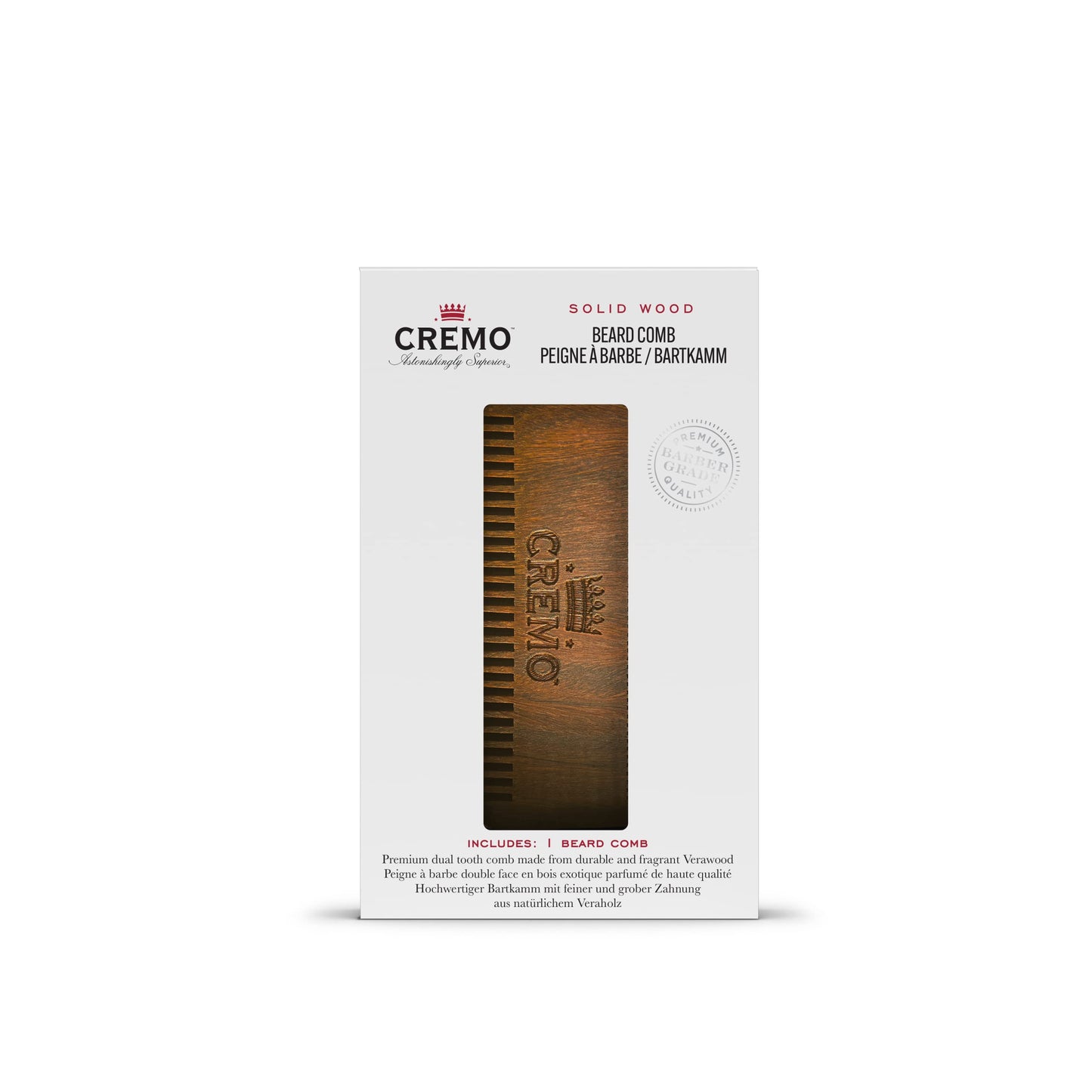 CREMO - Premium Beard Comb For Men - 100% Natural Wood With Woody Fragrance Beauty and Personal Care Cremo