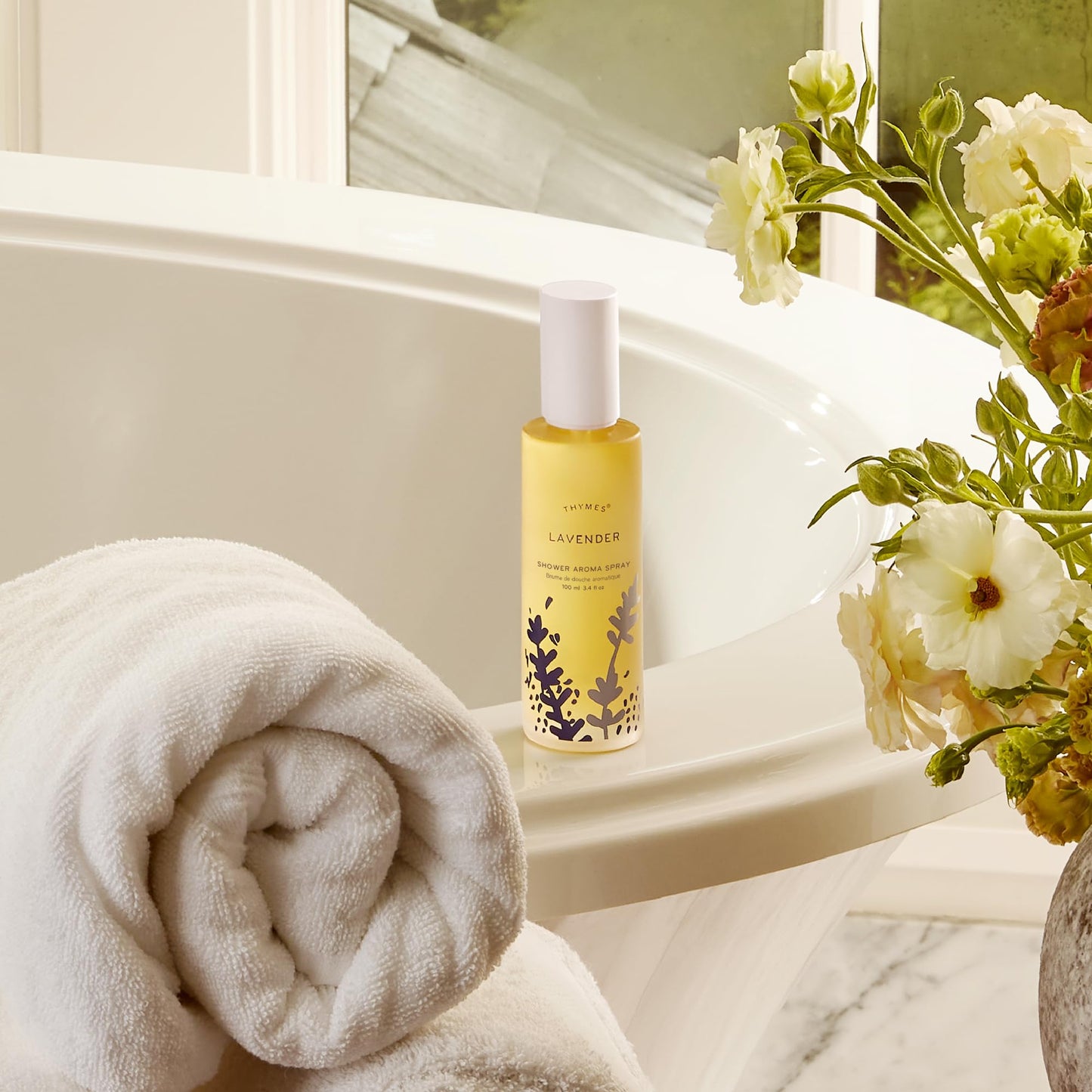Thymes Daily Shower Spray for a Spa Like Experience - Home Essentials - Mist Scented with Lavender Oil, Rosewood, Clary Sage & Violet (Lavender Shower Beauty and Personal Care Thymes