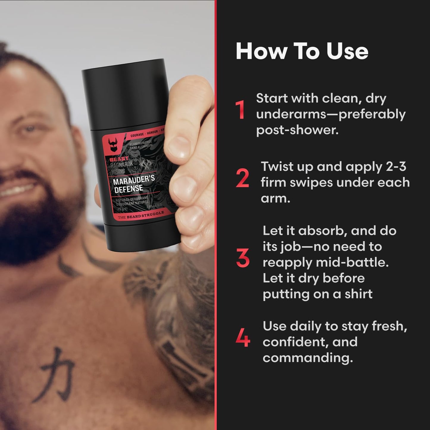 The Beast Line Deodorant - Marauders Natural Deodorant for Men - Ragnarok Rising Eddie Hall Beast Line - Signature Edition - Aluminum Free Beauty and Personal Care The Beard Struggle