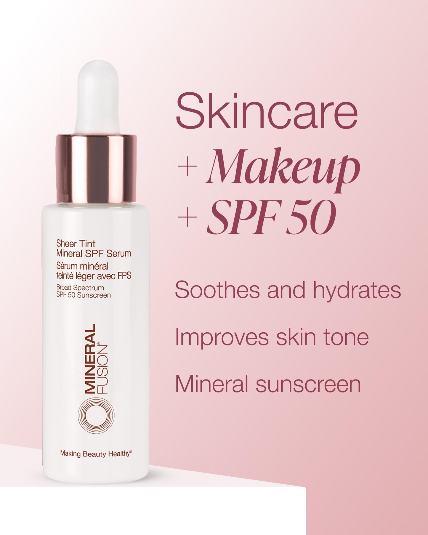 Mineral Fusion Sheer Tint Mineral SPF 50 Face Serum for Sensitive Skin - Tinted Broad Spectrum Sunscreen - Lightweight Dewy Coverage - Niacinamide Beauty & Personal Care Mineral Fusion
