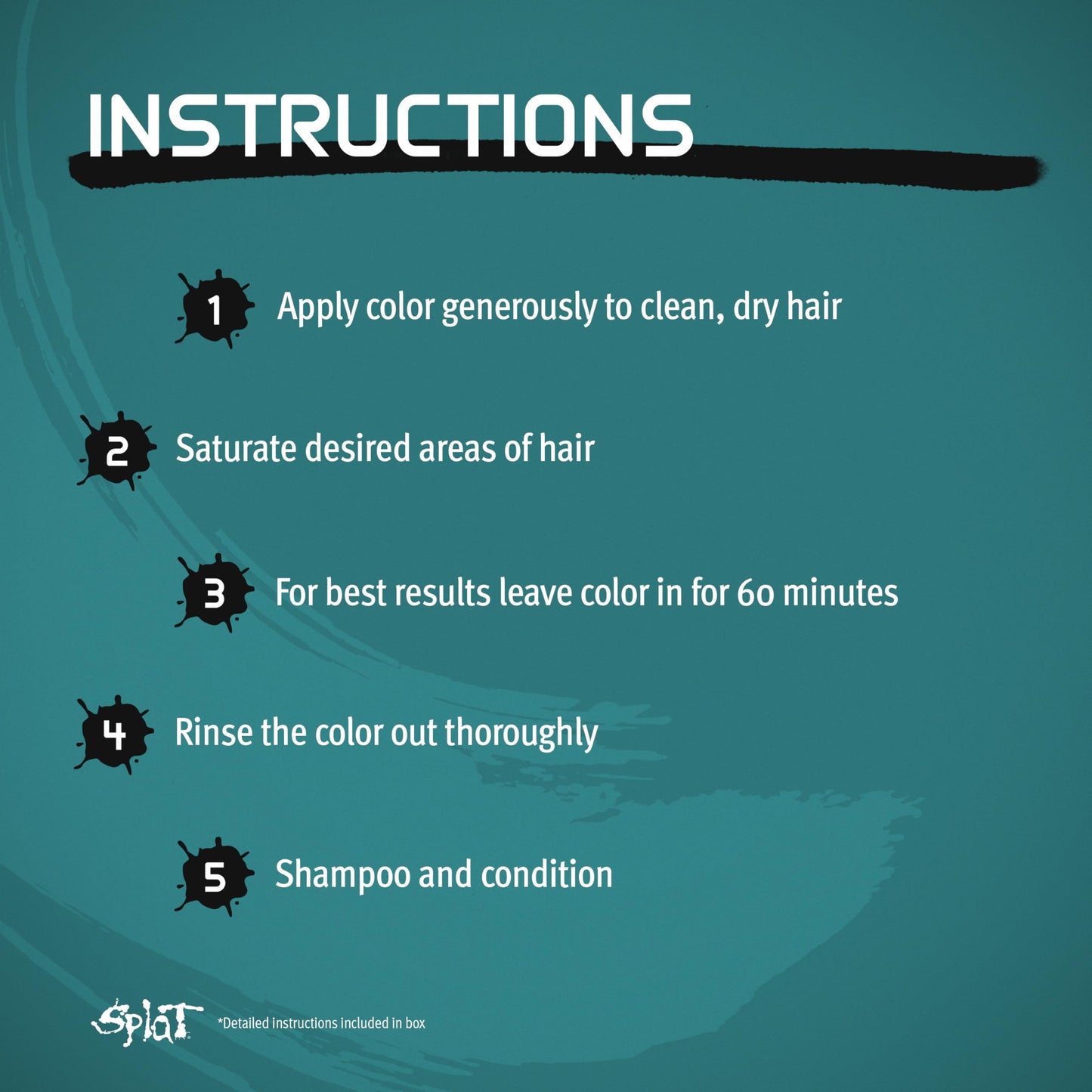 Splat Naturals Semi-Permanent Hair Color, Teal, 6 fl. oz., 95% Natural Hair Dye Formula Lasts Up to 30 Washes, Vegan & Cruelty-Free Semi Permanent Beauty & Personal Care Splat