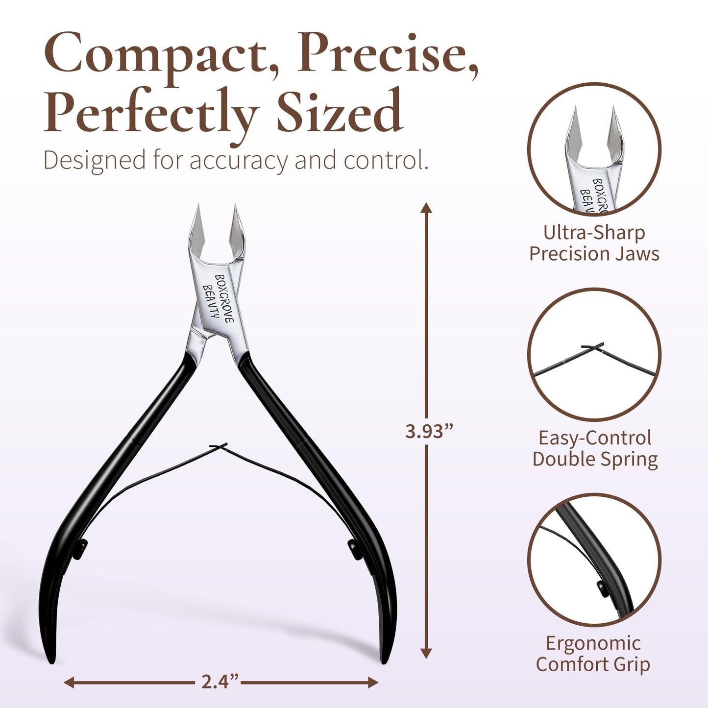 Professional Cuticle Cutter Stainless Steel Cuticle Nippers with Sharp Blades and Double Spring Cuticle Clippers - Nail Cuticle Trimmer Tool Beauty & Personal Care BOXGROVE BEAUTY