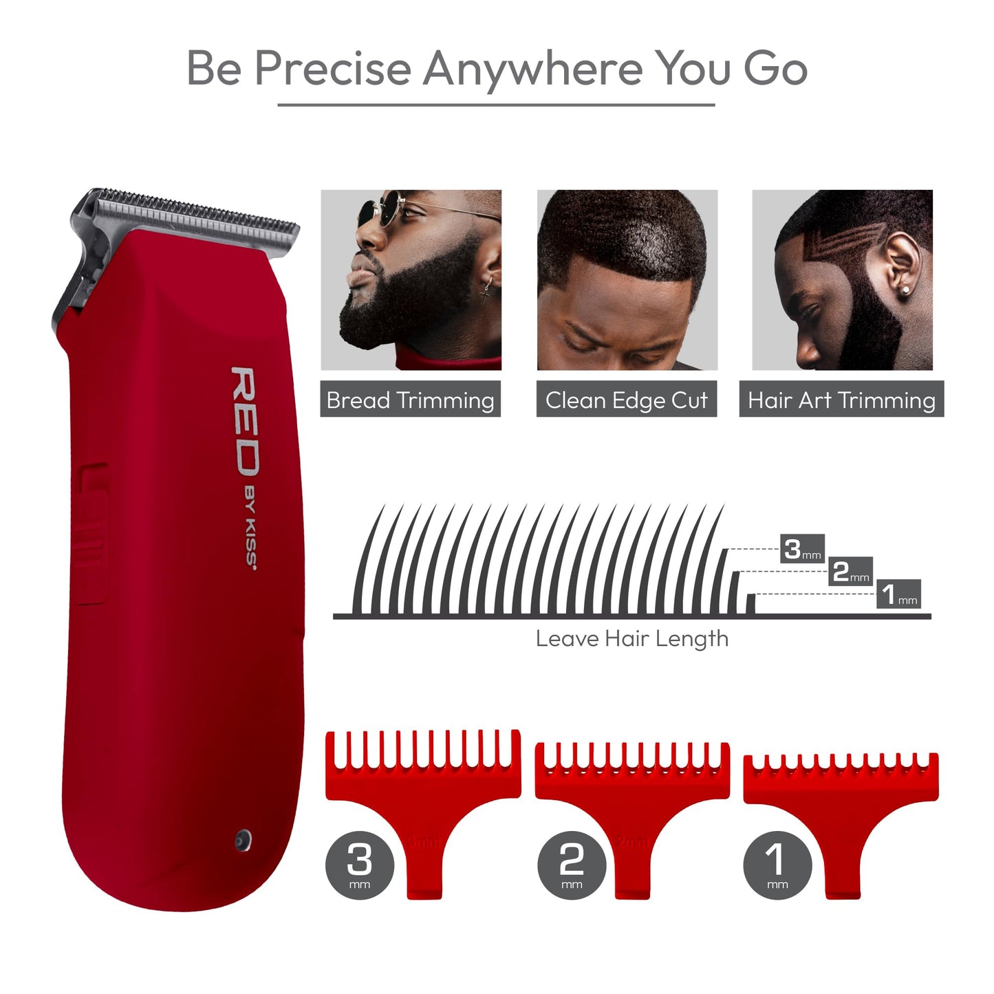 Red by Kiss Hair Clipper, Mini Cordless Hair Trimmer, Long Lasting Hair Cutting Kit, USB-C Rechargeable Haircut Beard Trimming Clippers for Men Women Beauty and Personal Care Red by Kiss