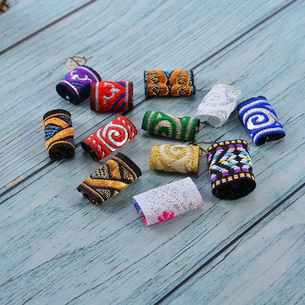 Wixine 24Pcs Women Girl Dreadlock Beads Hair Braid Dread Fabric Tibetan DIY Jewelry Craft Beauty & Personal Care Wixine