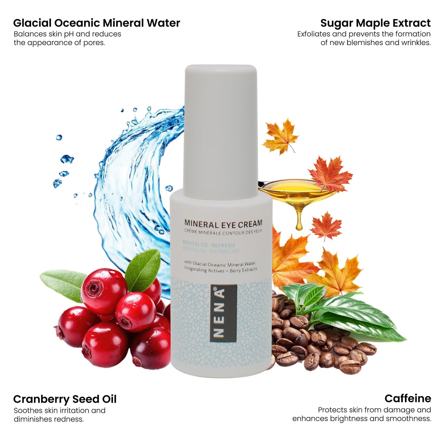 NENA Skincare Mineral Eye Cream - Hydrating Under Eye Cream for Dark Circles - Reduces Appearance of Puffiness with Canadian Glacial Water - 0.5 oz. Beauty & Personal Care NENA