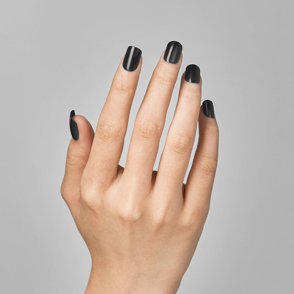 Kiss Impress No Glue Mani Press On Nails Kit, 30 All Black Peel and Stick Nails, Super Slim Short Squoval, Glossy Gel Finish, PureFit Technology