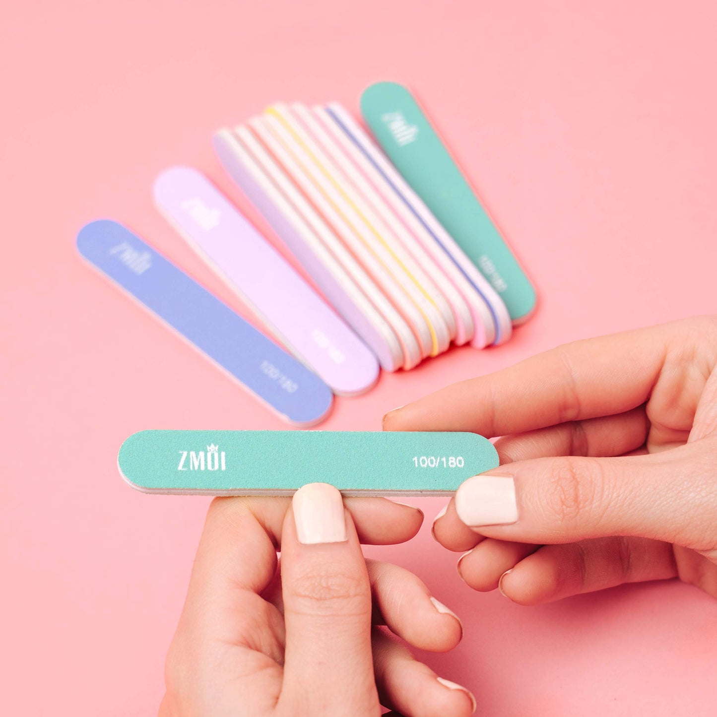ZMOI Professional Mini Nail File - 12 Stylish - Practical Fingernail File Pack for Natural and Acrylic Nails 100/180 Emery Boards (Macaroon Color) Beauty & Personal Care ZMOI