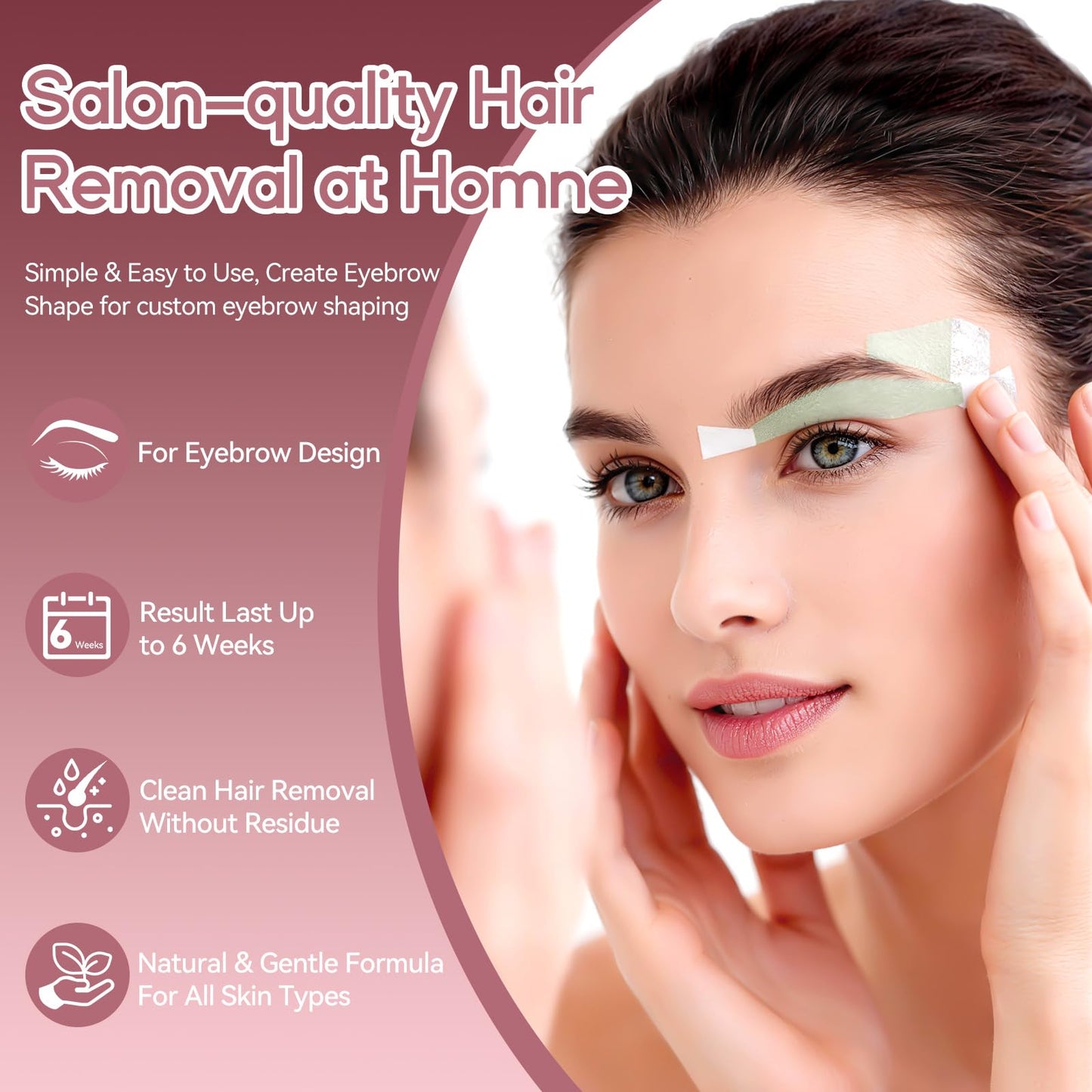 FOCTXI Facial Wax Strips Kit for Women - 80 Strips Hypoallergenic Eyebrow Wax Strips for Hair Removal Home Use + 5 Calming Oil Wipes, Suitable for All Beauty and Personal Care FOCTXI