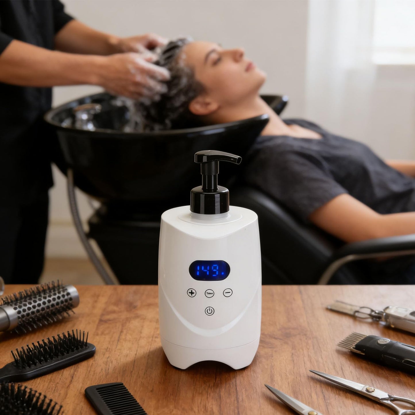 Hamwesh Hot Lather Machine, Professional Shaving Cream Warmer with 2 x 500 ml Refillable Foam Bottles and LED Display for Men Facial Skin Care Home Beauty and Personal Care Hamwesh