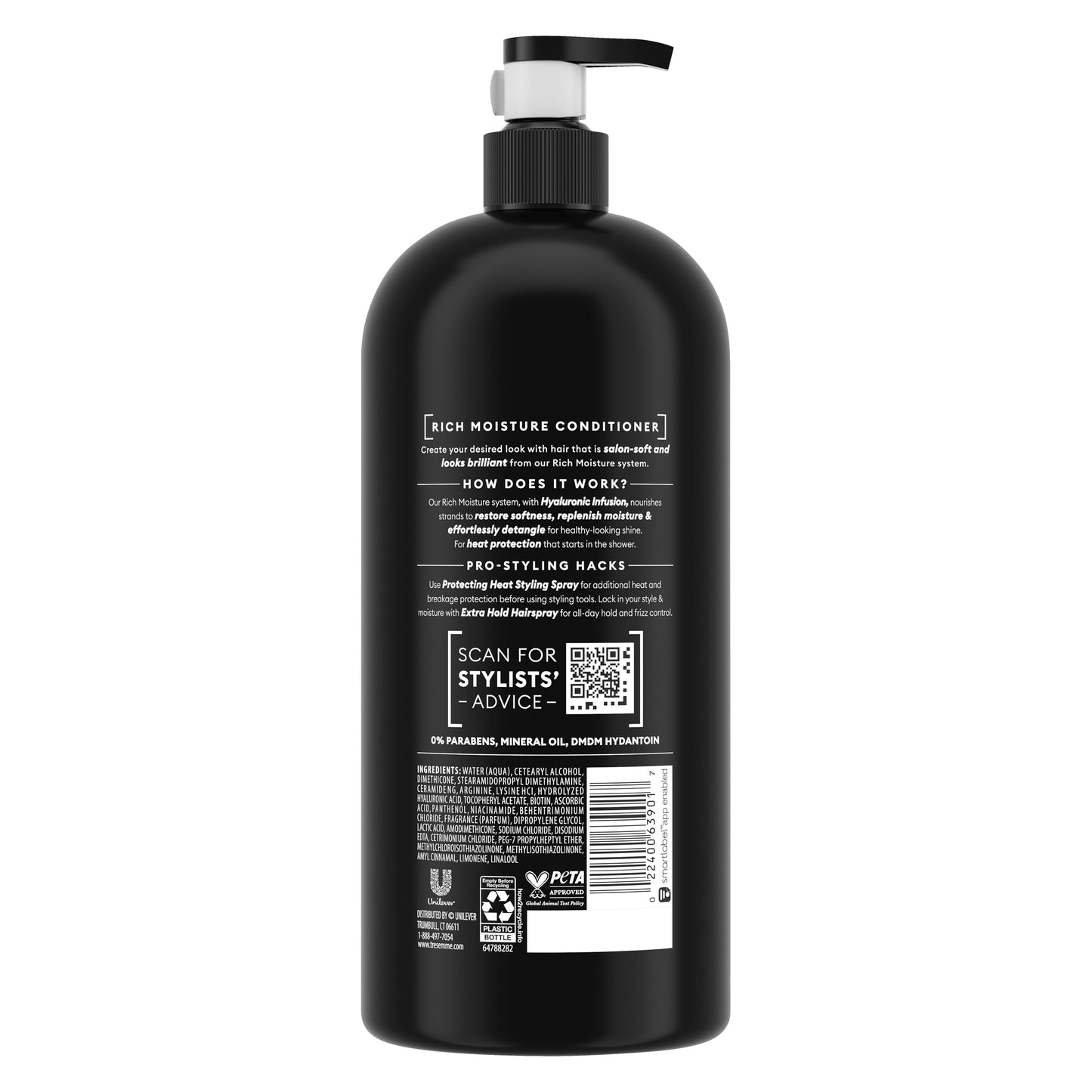 TRESemmé Rich Moisture Moisturizing Conditioner with Pump with Up to 72H Hydration for Dry Hair, with Pro Style Technology Formula for Dry Hair Beauty and Personal Care TRESemmé