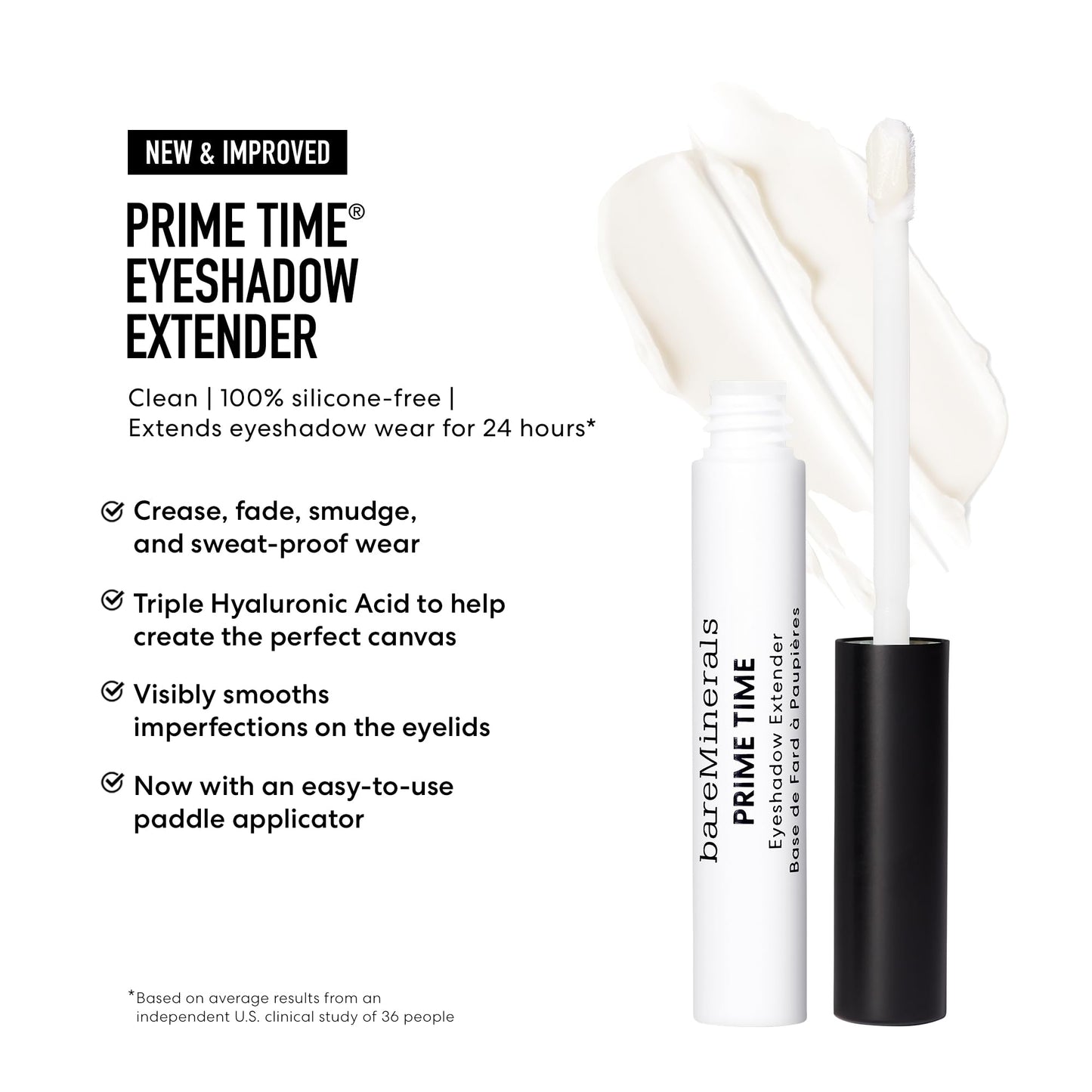 bareMinerals Prime Time Eyeshadow Extender, Primes + Smooths Eyelids For Eyeshadow Application, 24-Hour Wear, Crease-Proof, Waterproof, Vegan Beauty & Personal Care bareMinerals