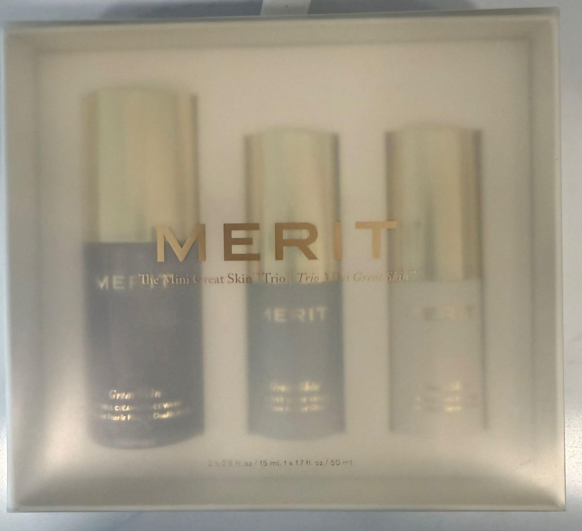 MERIT The Mini Great Skin Trio - Limited Edition Skincare Set with Double Cleanse Face Wash (15 ml), Instant Glow Serum (15 ml), and Priming