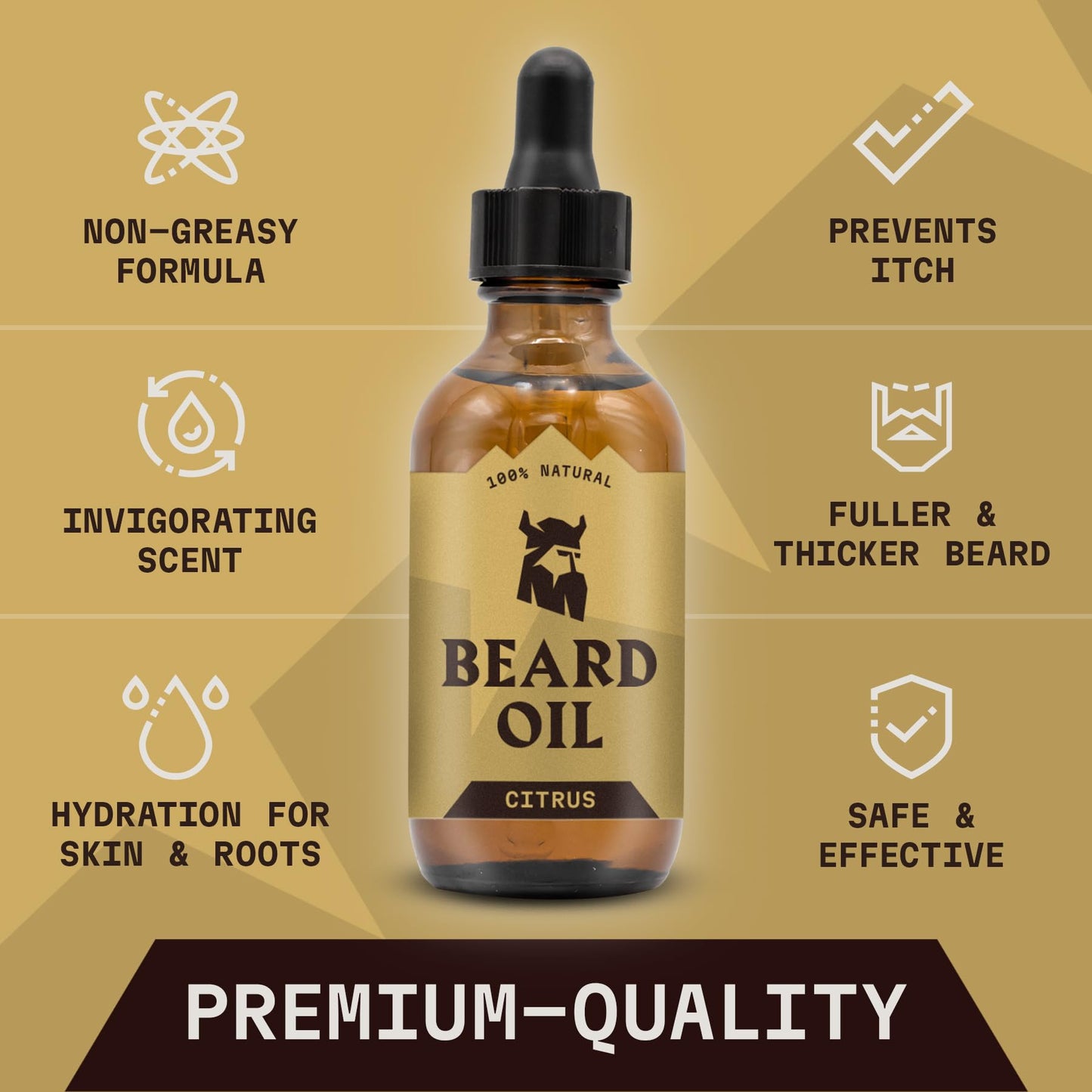 Striking Viking Citrus Beard Oil for Men - 2 Fl Oz, Citrus Scented - Moisturizing & Softening Formula With Jojoba, Argan & Tea Tree Oil Beauty & Personal Care Striking Viking