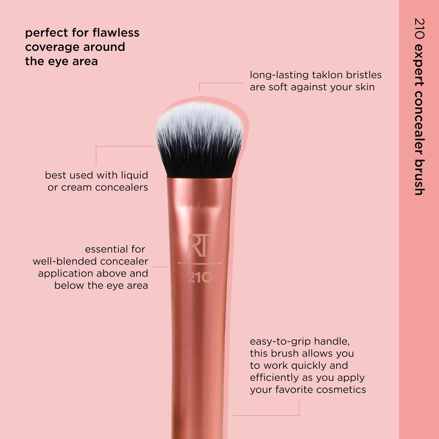 Real Techniques Expert Concealer Brush, Conceal Under Eyes & Cover Blemishes, Makeup Brush For Blending Liquid & Cream Concealer, Brighten Dark Beauty and Personal Care Real Techniques