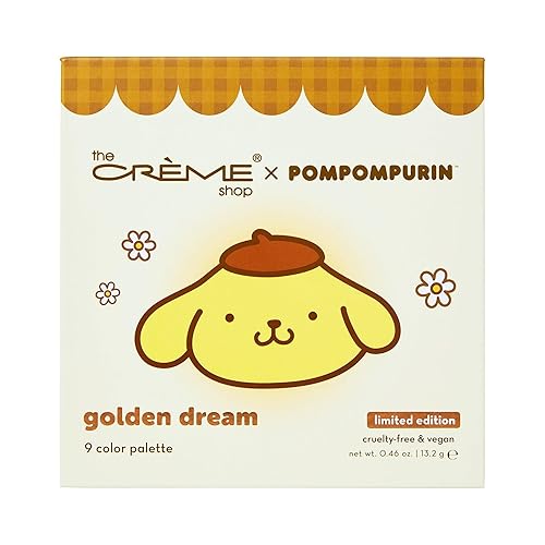 The Crème Shop x Sanrio Pompompurin Golden Dream Eyeshadow Palette: 9 Shades Matte Shimmer Metallic Extended Wear Pigmented Mirror Included Silky… Beauty & Personal Care The Crème Shop