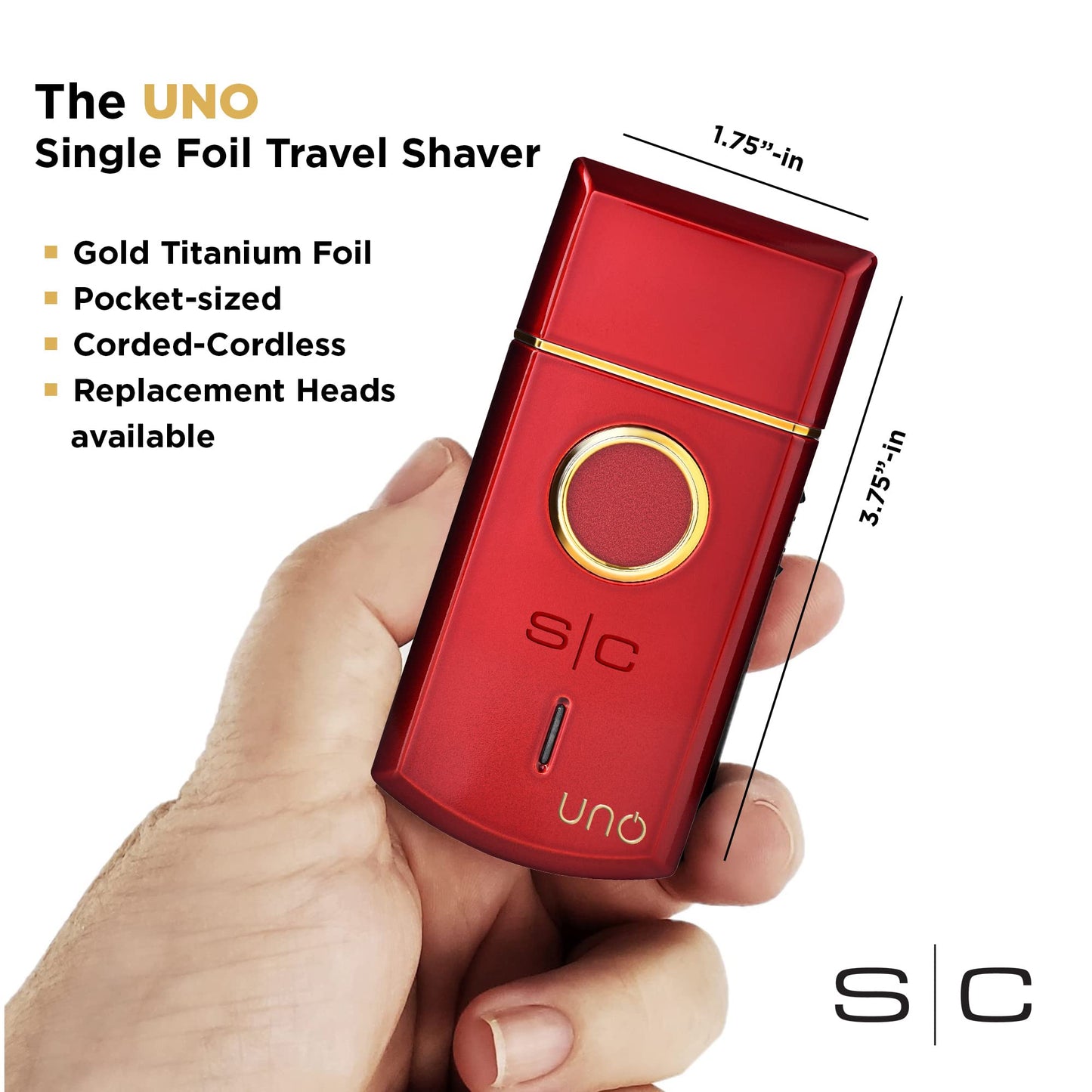 StyleCraft Uno Cordless Single Foil Shaver, Mini Travel Size, Portable, Gold Titanium Premium Head, Turbocharged Motor Beauty and Personal Care Stylecraft