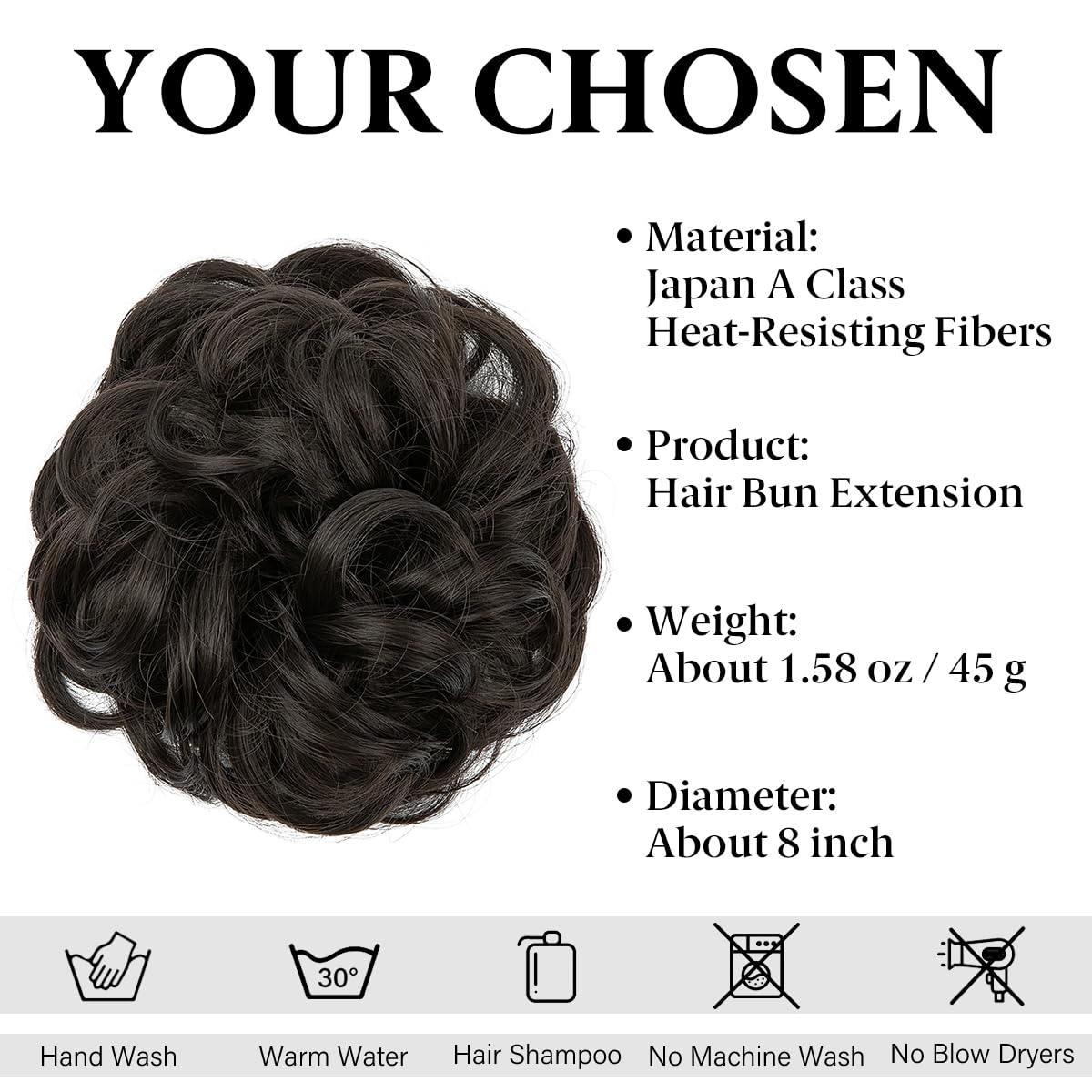 CJL HAIR Large Messy Bun Hair Piece Wavy Curly Scrunchies Synthetic Chignon Ponytail Hair Extensions Thick Updo Hairpieces for Women Brown Black Beauty and Personal Care CJL HAIR