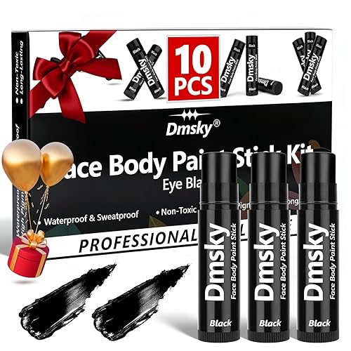 Dmsky 10 Packs Eye Black Sports Stick for Football, Baseball, Softball-Anti-Glare Face Body Paint Stick Kit,Water-Proof Eye Sports Paint Beauty & Personal Care Dmsky