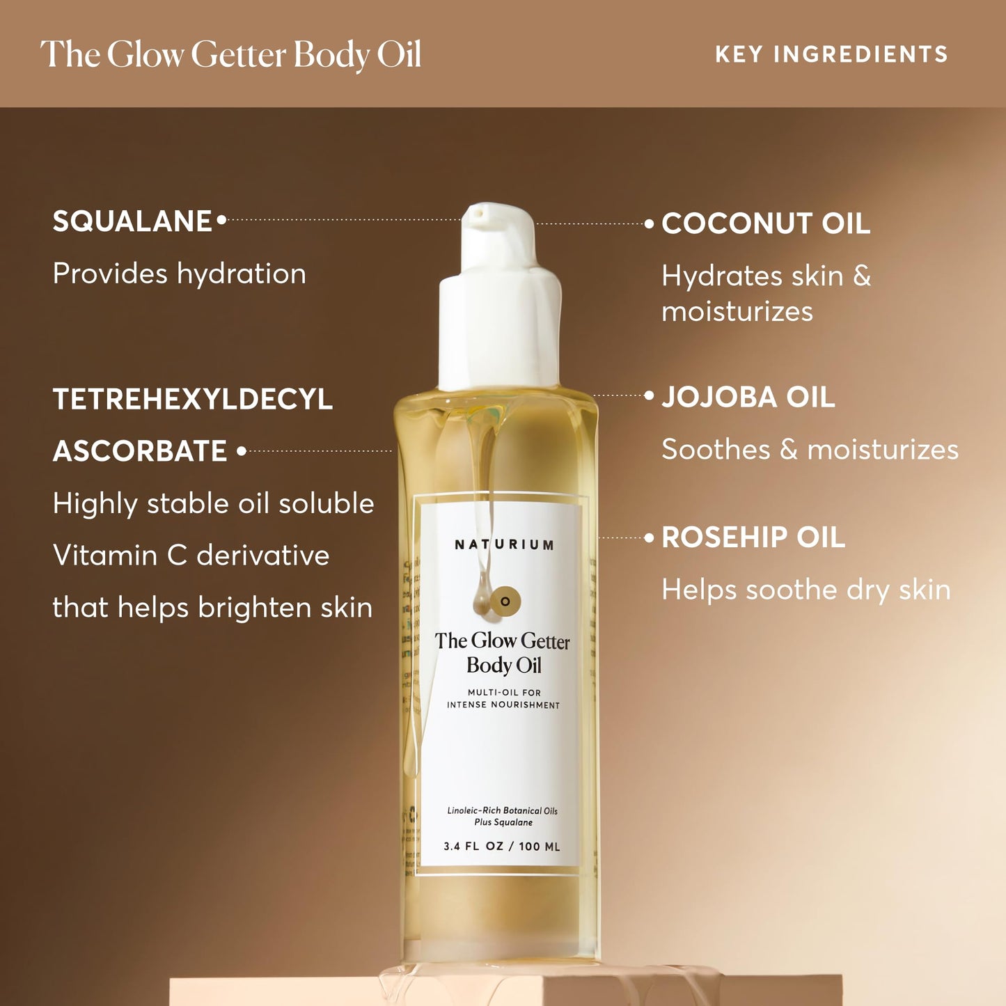 Naturium The Glow Getter Body Oil, Multi-Oil for Intense Nourishment, Hydrating & Moisturizing Formula, Vegan & Cruelty-Free, 3.4 oz Beauty & Personal Care Naturium