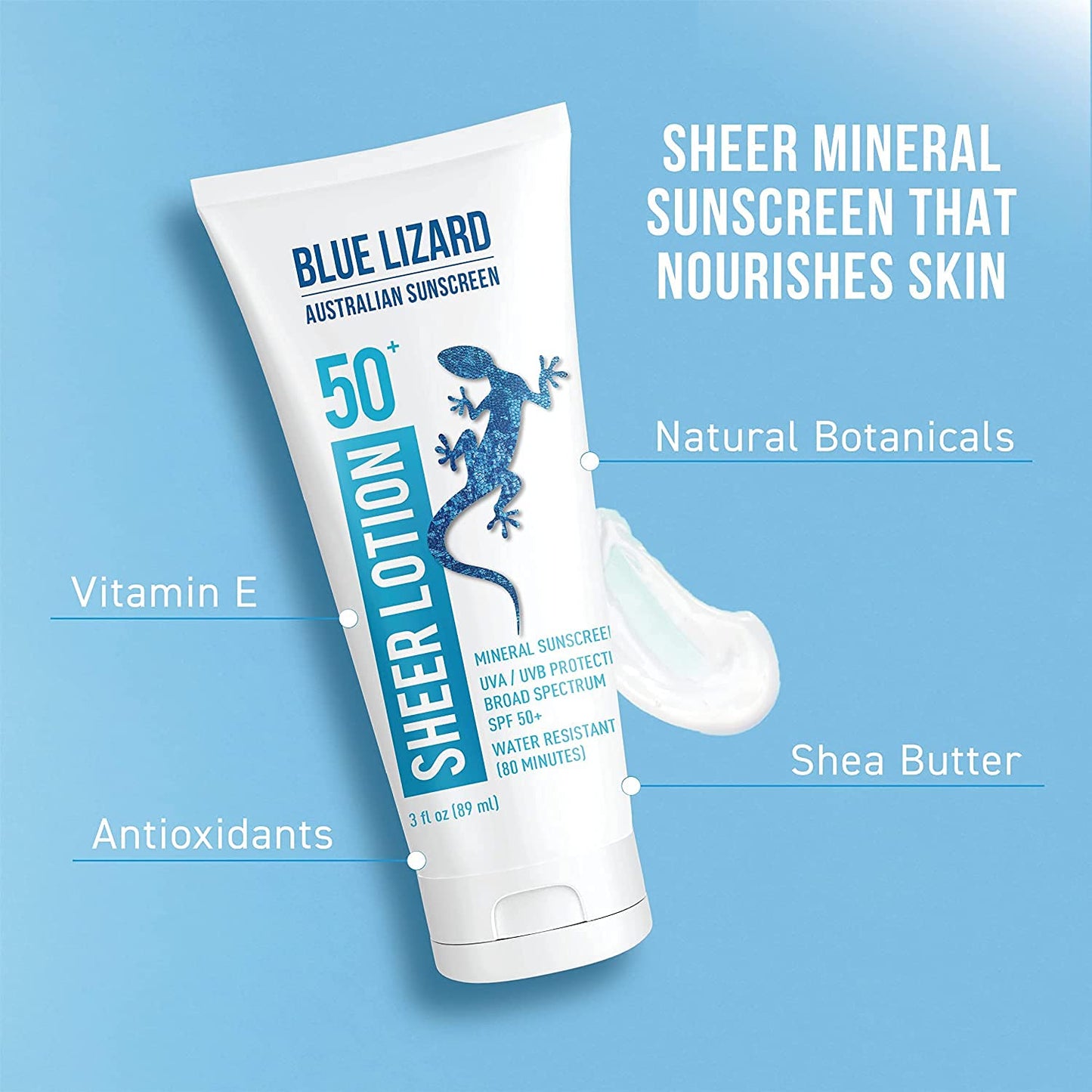 Blue Lizard Australian Sunscreen Sheer Lotion Body, SPF 50+ 3 oz. Beauty & Personal Care BLUE LIZARD